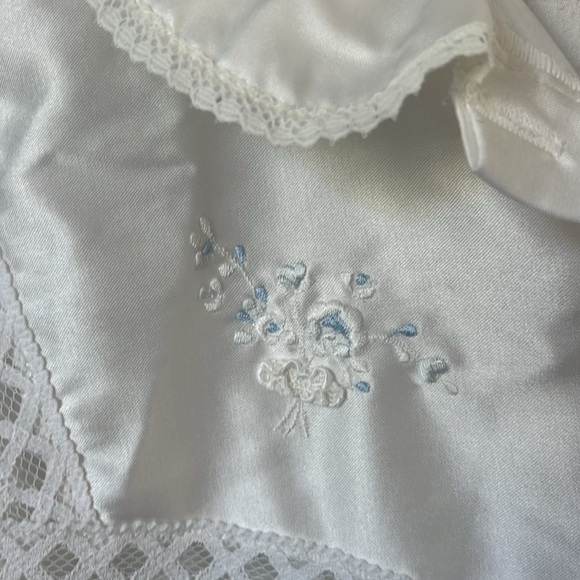 Barbizon VTG Robe Women L/S Embroidered Floral/Eyelet Bodice 1/2 Zip Sz Lg/XL 🟢 - Picture 5 of 8